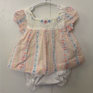 Janie and Jack Floral Striped Dress Set - Pink, Blue, Yellow